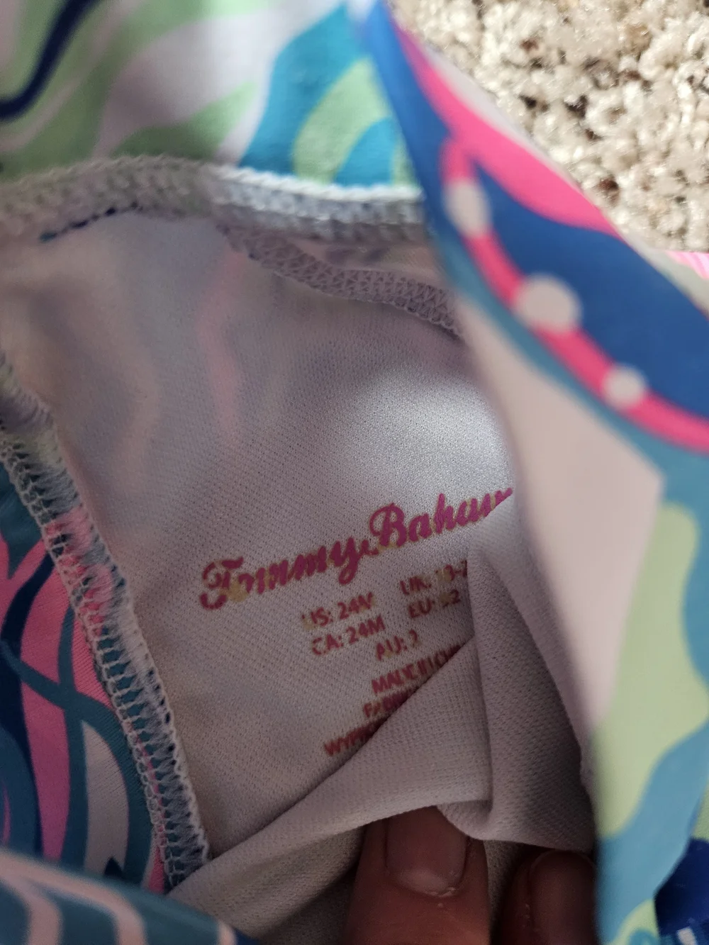 Tommy Bahama Kids Long-Sleeve One-Piece Swimsuit - Blue, Pink, Green